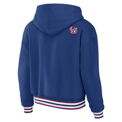 New York Giants WEAR by Erin Andrews Women's Plus Size Lace-Up Pullover Hoodie Royal | NFL