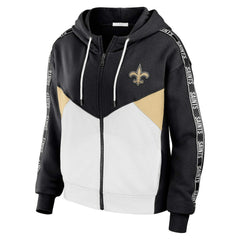 New Orleans Saints WEAR by Erin Andrews Women's Plus Size Color Block Full-Zip Hoodie Black/White | NFL