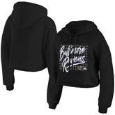 Baltimore Ravens WEAR by Erin Andrews Women's Domestic Cropped Pullover Hoodie Black | NFL