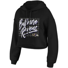 Baltimore Ravens WEAR by Erin Andrews Women's Domestic Cropped Pullover Hoodie Black | NFL