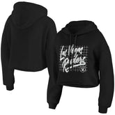 Las Vegas Raiders WEAR by Erin Andrews Women's Domestic Cropped Pullover Hoodie Black | NFL