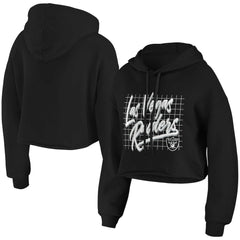 Las Vegas Raiders WEAR by Erin Andrews Women's Domestic Cropped Pullover Hoodie Black | NFL