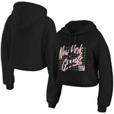 New York Giants WEAR by Erin Andrews Women's Domestic Cropped Pullover Hoodie Black | NFL