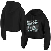 Philadelphia Eagles WEAR by Erin Andrews Women's Domestic Cropped Pullover Hoodie Black | NFL