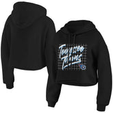 Tennessee Titans WEAR by Erin Andrews Women's Domestic Cropped Pullover Hoodie Black | NFL