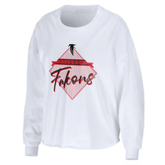 Atlanta Falcons WEAR by Erin Andrews Women's Domestic Cropped Long Sleeve T-Shirt White | NFL