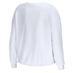 Los Angeles Rams WEAR by Erin Andrews Women's Domestic Cropped Long Sleeve T-Shirt White | NFL