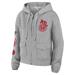 Atlanta Falcons WEAR by Erin Andrews Women's Full-Zip Hoodie Heather Gray | NFL
