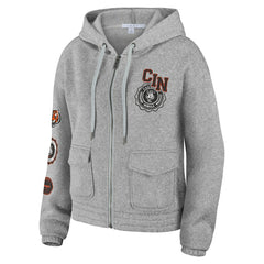 Cincinnati Bengals WEAR by Erin Andrews Women's Full-Zip Hoodie Heather Gray | NFL