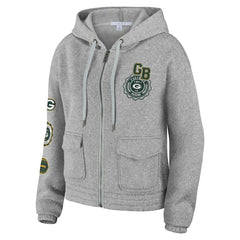 Green Bay Packers WEAR by Erin Andrews Women's Full-Zip Hoodie Heather Gray | NFL