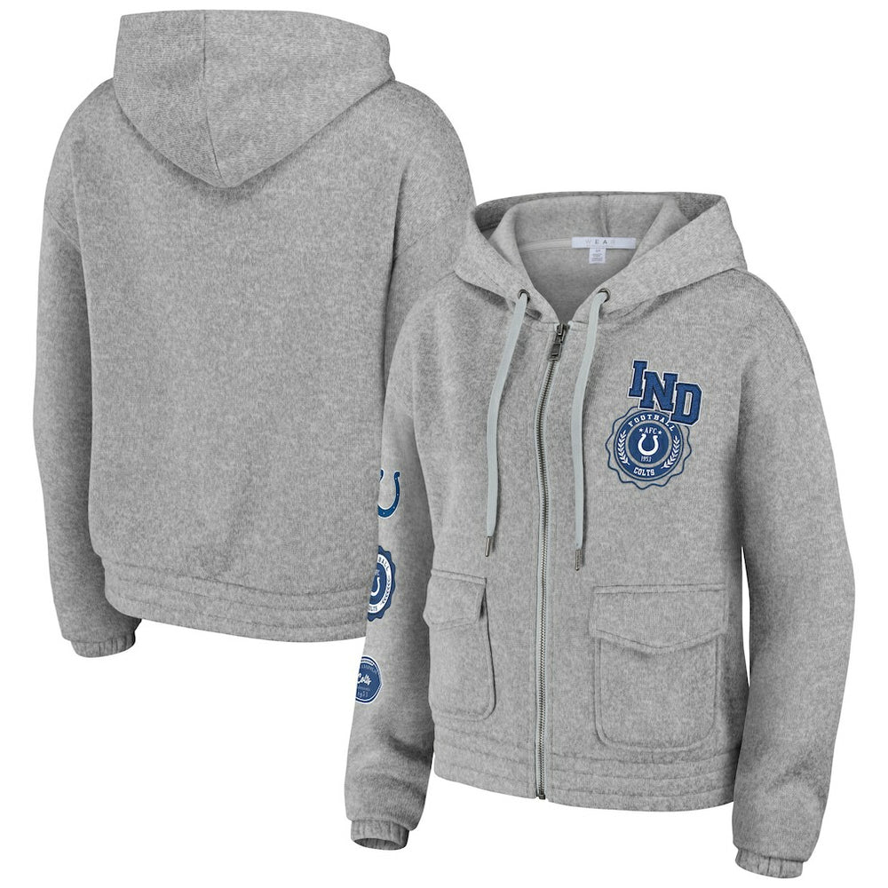 Indianapolis Colts WEAR by Erin Andrews Women's Full-Zip Hoodie Heather Gray | NFL
