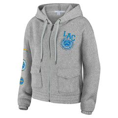 Los Angeles Chargers WEAR by Erin Andrews Women's Full-Zip Hoodie Heather Gray | NFL