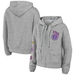Minnesota Vikings WEAR by Erin Andrews Women's Full-Zip Hoodie Heather Gray | NFL