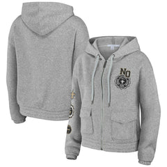 New Orleans Saints WEAR by Erin Andrews Women's Full-Zip Hoodie Heather Gray | NFL