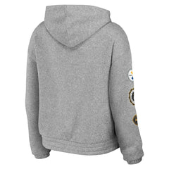 Pittsburgh Steelers WEAR by Erin Andrews Women's Full-Zip Hoodie Heather Gray | NFL