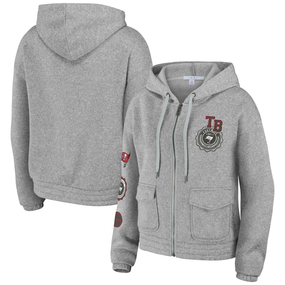 Tampa Bay Buccaneers WEAR by Erin Andrews Women's Full-Zip Hoodie Heather Gray | NFL
