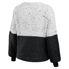 New Orleans Saints WEAR by Erin Andrews Women's Lighweight Modest Crop Color-Block Pullover Sweater White/Black | NFL