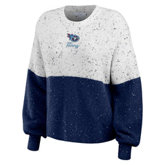 Tennessee Titans WEAR by Erin Andrews Women's Lighweight Modest Crop Color-Block Pullover Sweater White/Navy | NFL