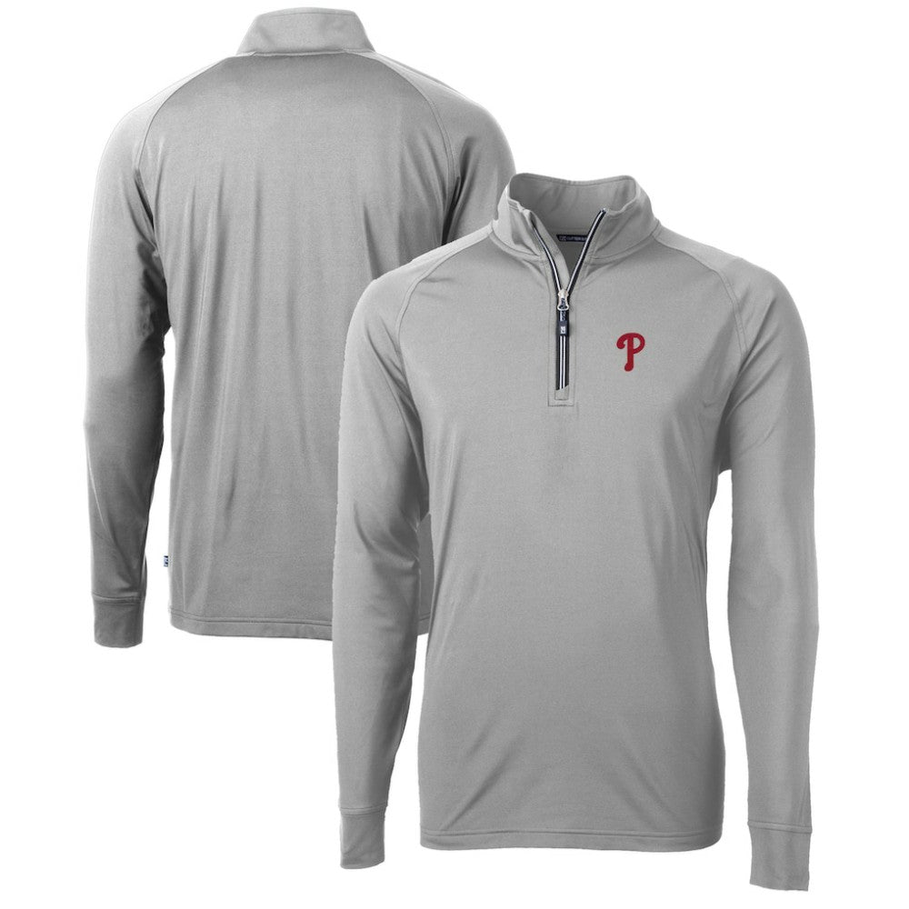 Philadelphia Phillies Cutter & Buck Adapt Eco Knit Stretch Recycled Quarter-Zip Pullover Top - MLB