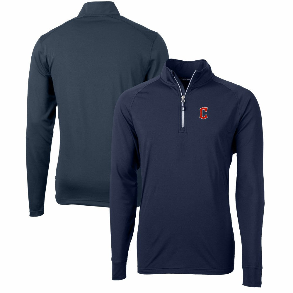 Cleveland Guardians Cutter & Buck Adapt Eco Knit Stretch Recycled Quarter-Zip Pullover Top - MLB