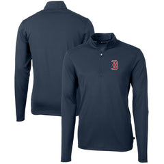 Boston Red Sox Cutter & Buck Virtue Eco Pique Recycled Quarter-Zip Pullover Top - MLB