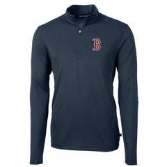 Boston Red Sox Cutter & Buck Virtue Eco Pique Recycled Quarter-Zip Pullover Top - MLB