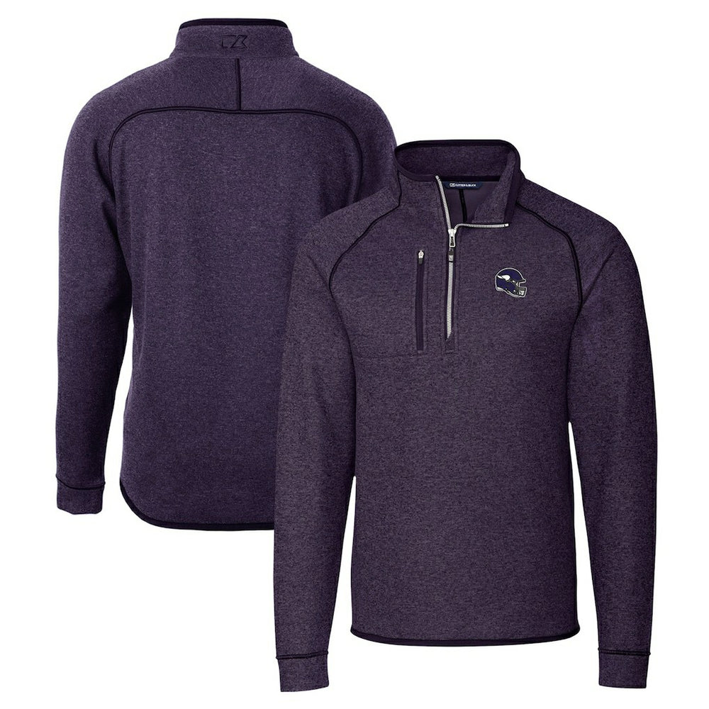 Minnesota Vikings Cutter & Buck Helmet Mainsail Sweater-Knit Half-Zip Pullover Jacket Purple | NFL