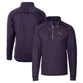 Minnesota Vikings Cutter & Buck Helmet Mainsail Sweater-Knit Half-Zip Pullover Jacket Purple | NFL