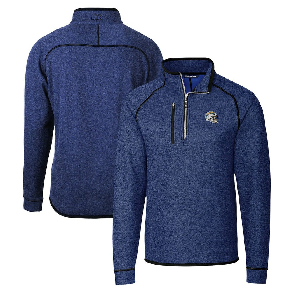 Los Angeles Chargers Cutter & Buck Helmet Mainsail Sweater-Knit Half-Zip Pullover Jacket Blue | NFL
