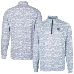 Detroit Lions Cutter & Buck Helmet Traverse Camo Print Stretch Quarter-Zip Pullover Top Charcoal | NFL