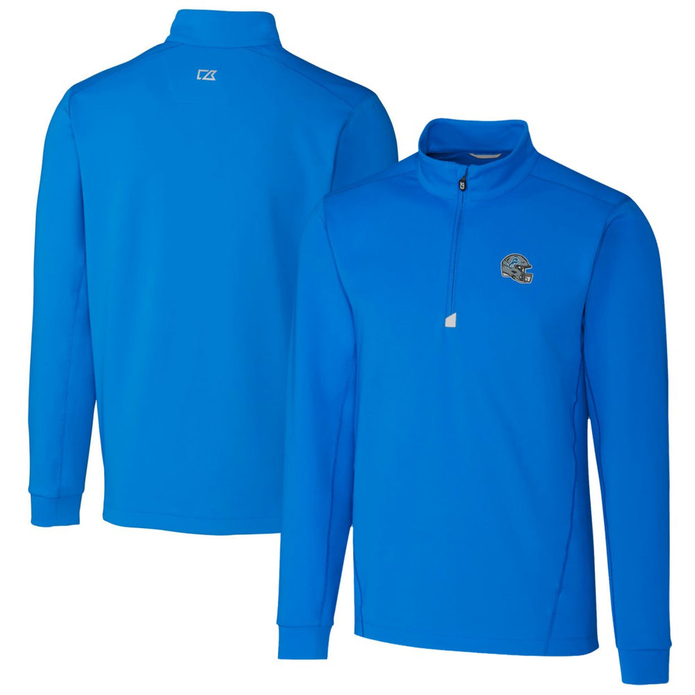 Detroit Lions Cutter & Buck Helmet Traverse Stretch Quarter-Zip Pullover Top Blue | NFL
