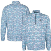 Buffalo Bills Cutter & Buck Helmet Traverse Camo Print Stretch Quarter-Zip Pullover Top Light Blue | NFL