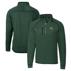Green Bay Packers Cutter & Buck Helmet Mainsail Sweater-Knit Half-Zip Pullover Jacket Hunter Green | NFL
