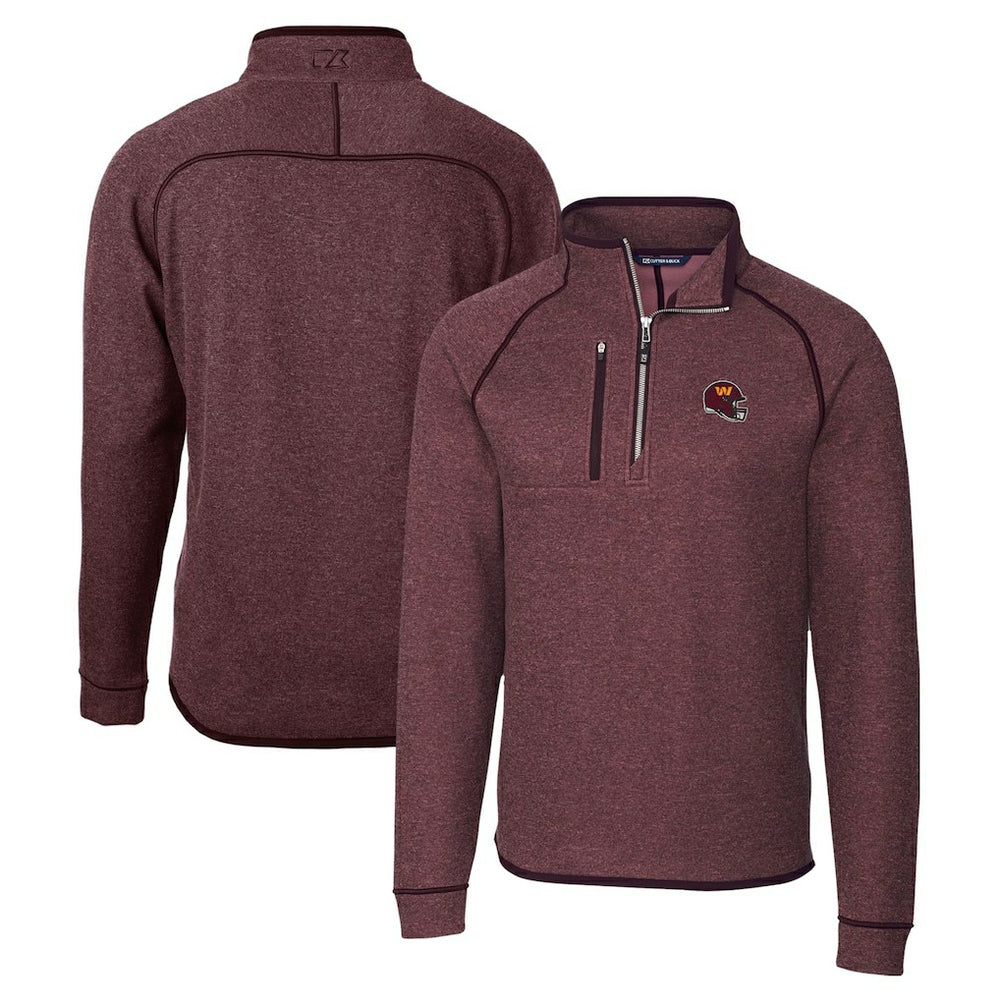 Washington Commanders Cutter & Buck Helmet Mainsail Sweater-Knit Half-Zip Pullover Jacket Burgundy | NFL