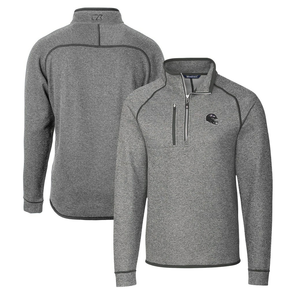 Baltimore Ravens Cutter & Buck Helmet Mainsail Sweater-Knit Half-Zip Pullover Jacket Silver | NFL