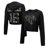 Trevor Lawrence Jacksonville Jaguars Majestic Threads Women's Leopard Player Name & Number Long Sleeve Cropped Hoodie Black | NFL