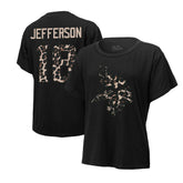 Justin Jefferson Minnesota Vikings Majestic Threads Women's Leopard Player Name & Number T-Shirt Black | NFL