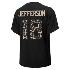 Justin Jefferson Minnesota Vikings Majestic Threads Women's Leopard Player Name & Number T-Shirt Black | NFL