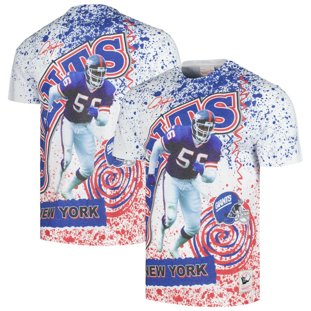 New York Giants Retired Player Name & Number Burst T-Shirt White | Mitchell & Ness