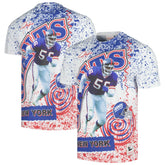 New York Giants Retired Player Name & Number Burst T-Shirt White | Mitchell & Ness