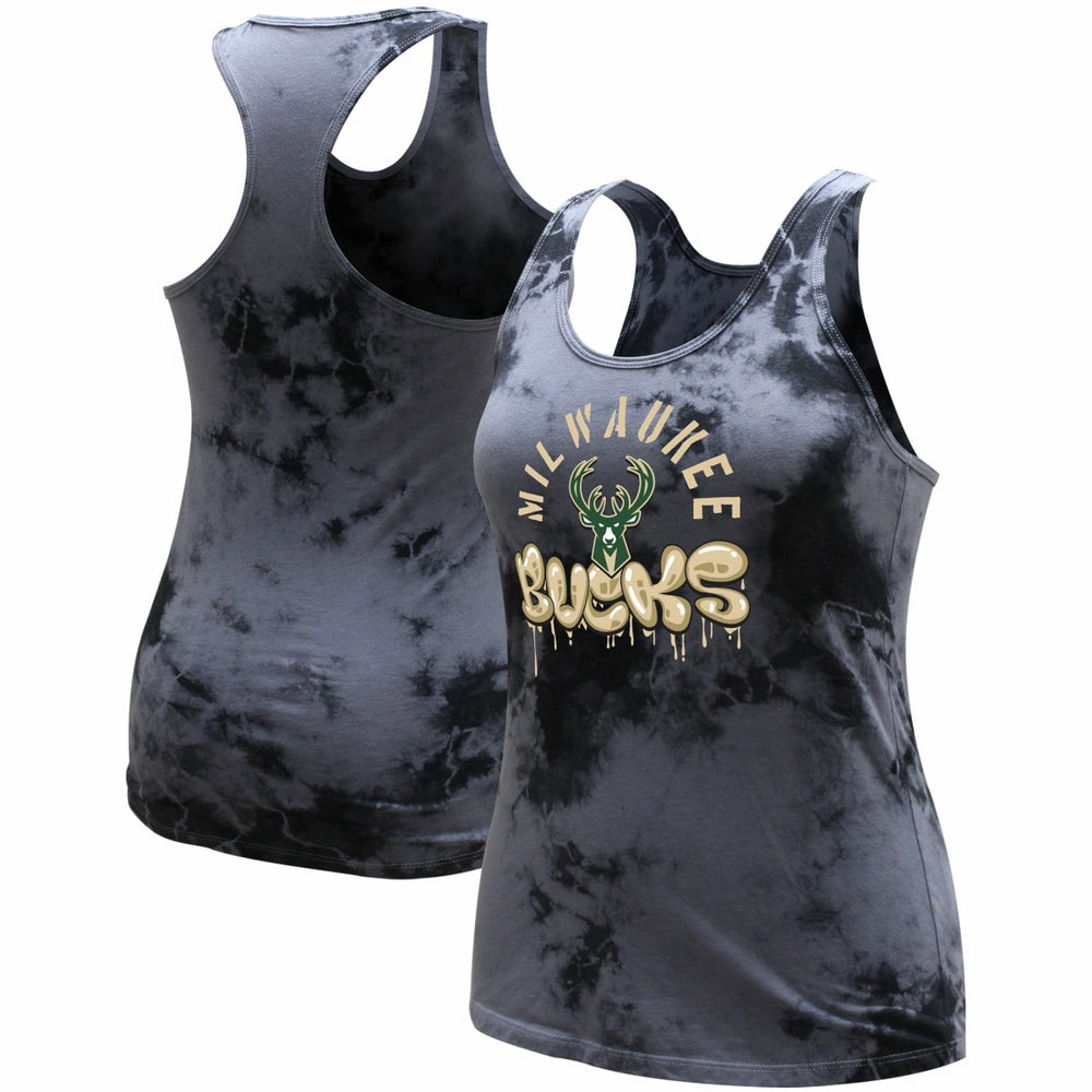 Milwaukee Bucks Stadium Essentials Women's Street Art Dark Crystal Washed Tank Top Charcoal - NBA