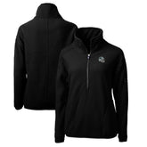 Carolina Panthers Cutter & Buck Women's Helmet Logo Cascade Eco Sherpa Fleece Half-Zip Pullover Jacket Black | NFL
