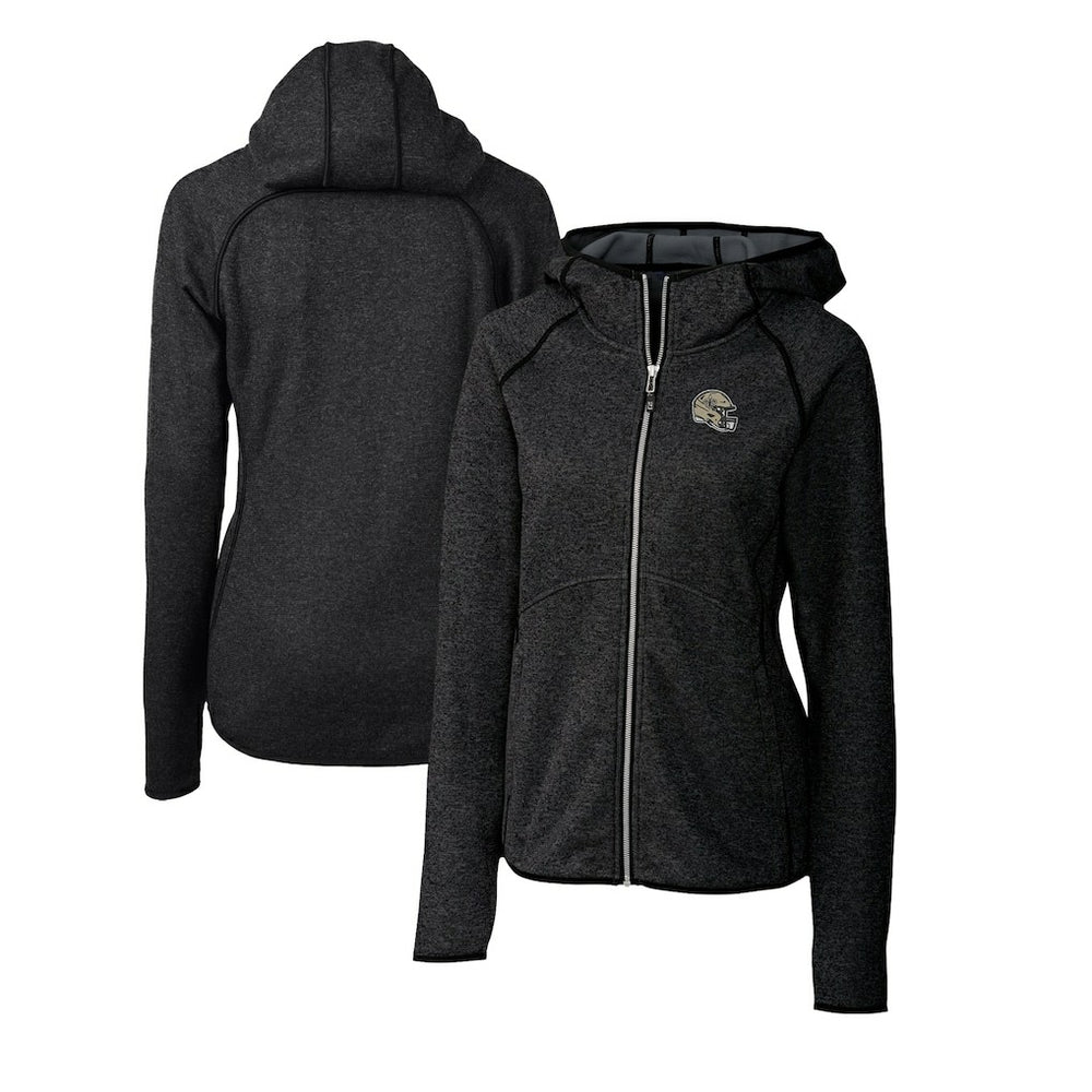 New Orleans Saints Cutter & Buck Women's Helmet Logo Mainsail Sweater-Knit Full-Zip Hoodie Charcoal | NFL