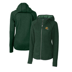 Green Bay Packers Cutter & Buck Women's Helmet Logo Mainsail Sweater-Knit Full-Zip Hoodie Green | NFL