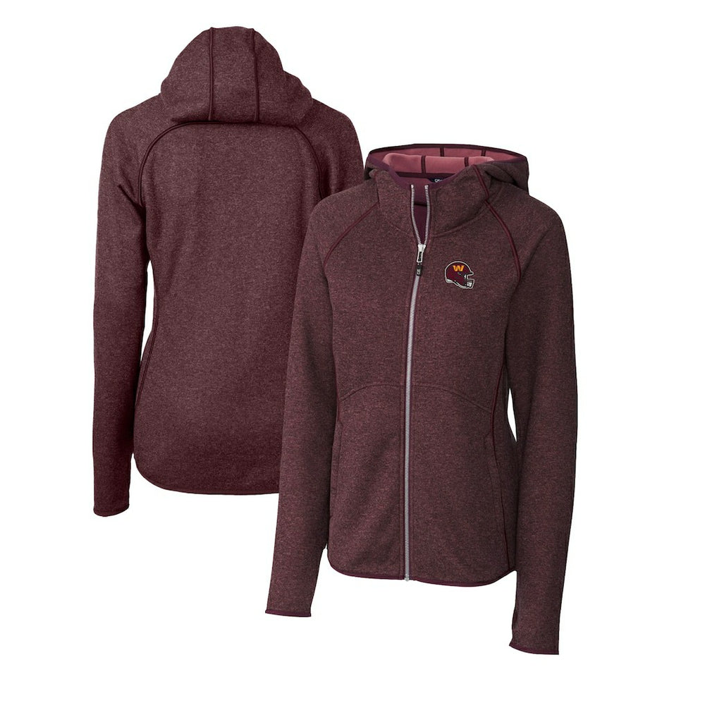 Washington Commanders Cutter & Buck Women's Helmet Logo Mainsail Sweater-Knit Full-Zip Hoodie Burgundy | NFL