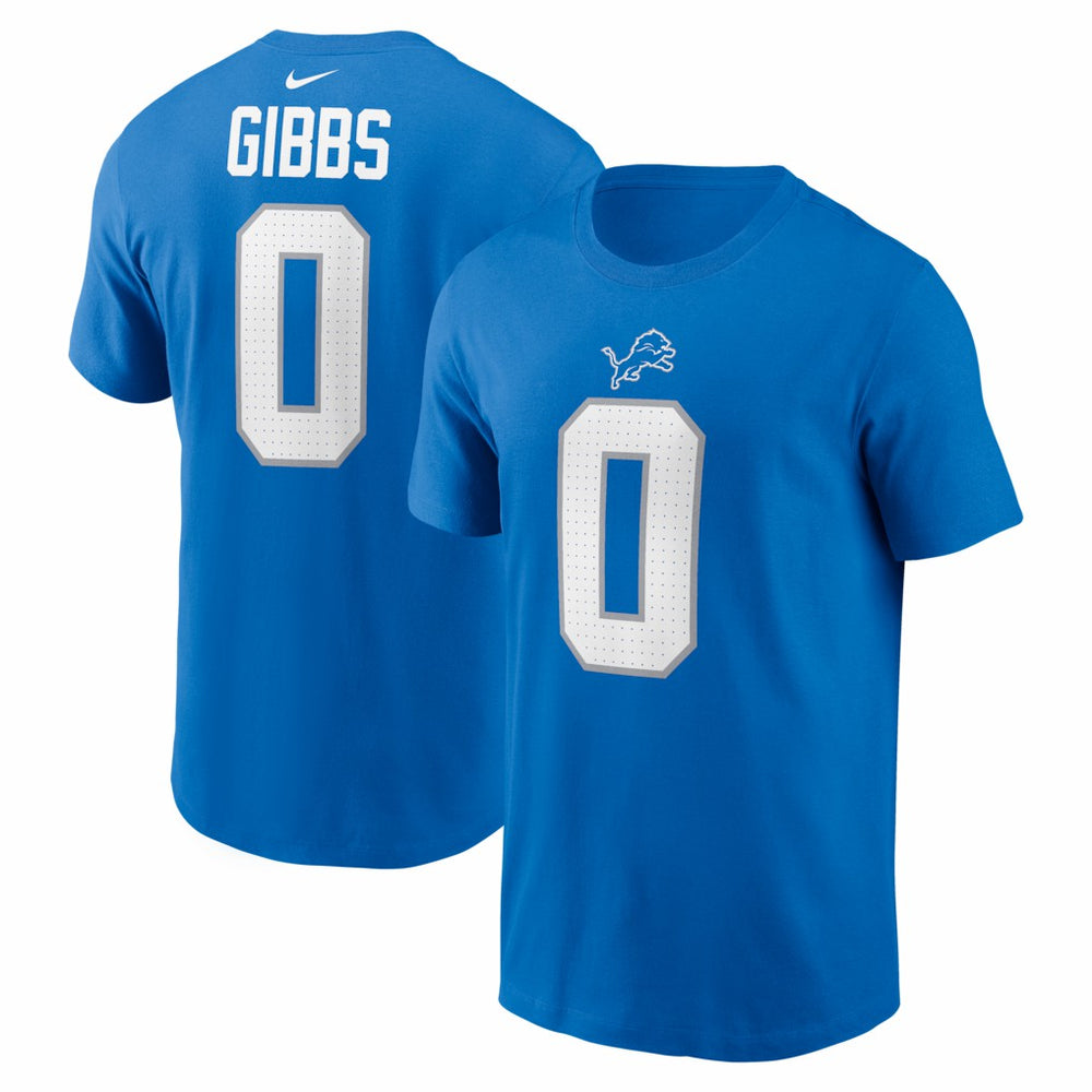 Jahmyr Gibbs Detroit Lions Name & Number T-Shirt Blue | Nike for Sale
