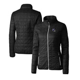 Minnesota Vikings Cutter & Buck Women's Helmet Logo Rainier PrimaLoft Eco Insulated Full-Zip Puffer Jacket Black | NFL