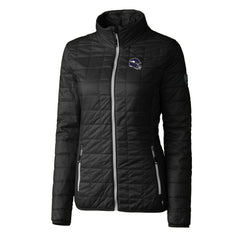 Minnesota Vikings Cutter & Buck Women's Helmet Logo Rainier PrimaLoft Eco Insulated Full-Zip Puffer Jacket Black | NFL