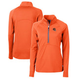 Cincinnati Bengals Cutter & Buck Women's Helmet Logo Adapt Eco Knit Stretch Recycled Half-Zip Pullover Top Orange | NFL