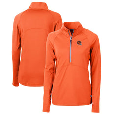 Cincinnati Bengals Cutter & Buck Women's Helmet Logo Adapt Eco Knit Stretch Recycled Half-Zip Pullover Top Orange | NFL